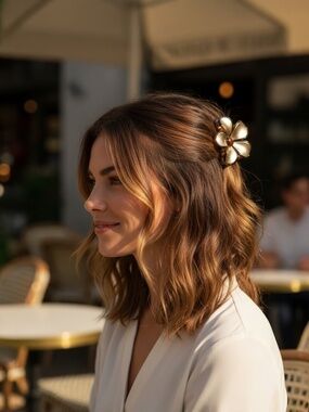 Berry Hair Clips Set of Two Gold and Brown Flower Hair Clips